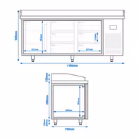 Table réfrigérée à pizza Premium PLUS - 1980 x 700 mm - avec 1 porte et 6 tiroirs
