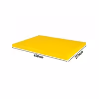 Vágódeszka - 250x400 mm - Vastagság: 20 mm - HACCP - polietilén - sárga - csúszásgátló stoplikkal - mosogatógépben mosható