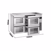 Pivski štand PREMIUM - 1550x700 mm - 4 Staklene ladice