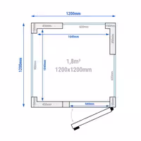 Külmkamber - 1200x1200 mm - 1,80 m³ - 3 klaasseinaga