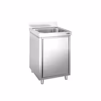 Sudoper s ormarićem PREMIUM - inox - 600 x 600 mm - s 1 koritom - korito sredina