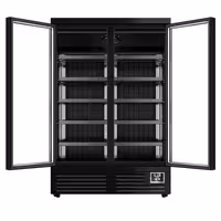 Commercial multideck display freezer - 1260mm - 991L - with 2 double‑glazed hinged glass doors & 5 shelves - Black