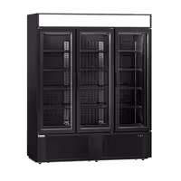 Commercial Beverage Display Fridge - 1600mm - 891 Litres - with 3 hinged glass doors - Black - Temperature range 1 to 10 °C