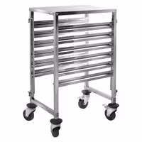 Inox profesionalna kolica za GN plehove - za 6 GN 1/1 - kotači Ø 125 mm (2 s kočnicom)