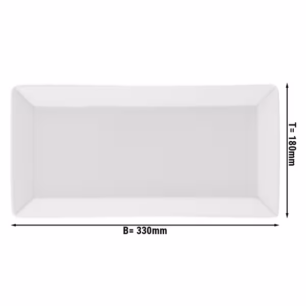 (6 adet) MAYA Sunum Tabağı - Dikdörtgen - Porselen - 330x180mm - Beyaz