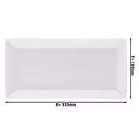 (6 adet) MAYA Sunum Tabağı - Dikdörtgen - Porselen - 330x180mm - Beyaz