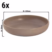 (6 adet) SANDY LOAM - Çukur Tabak Yuvarlak - Stoneware, Ø220mm, Gri