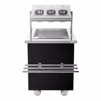 Cutlery & Crockery Mobile Counter DANZIG - 700 mm - with Tray Slide - Black