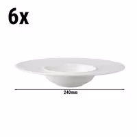 (6 adet) WHITE DELIGHT - Makarna Tabağı - Yuvarlak Çukur - Porselen, Ø240mm, Beyaz