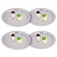 (4 pcs) Serving Tray - Stainless Steel - Ø390mm - polished - with clear dome