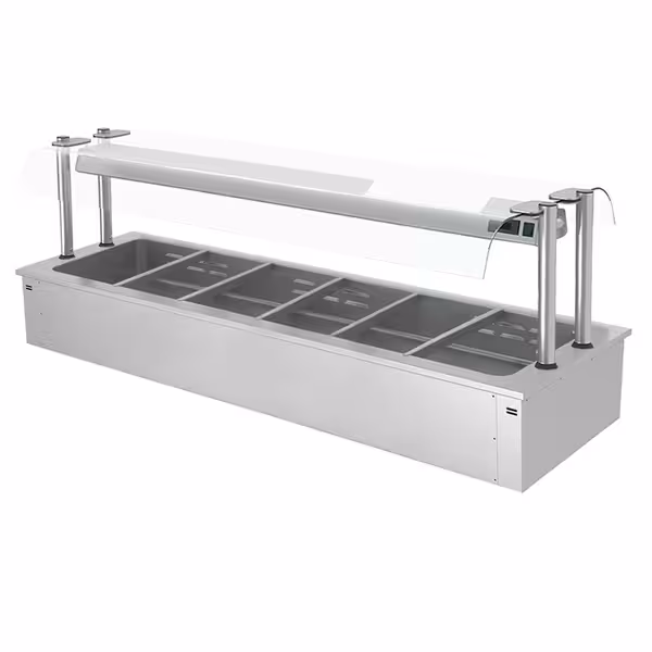 Upotettava vesihaude - 2110 mm - 4,83 kW - 6x GN 1/1 - suojalasi