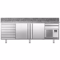 Stół chłodniczy do pizzy PREMIUM PLUS - 2305x800 mm - z 2 drzwiami i 7 szufladami