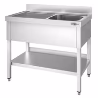 Sudoper PREMIUM - 1200x600 mm - s donjom policom - s 1 koritom - korito desno - inox
