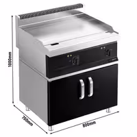 Električni roštilj - 7,1 kW - Glatka - površina pečenja: 795x535 mm - ormarić s 2 vratima - satinirana (Scotch-Brite) završna obrada