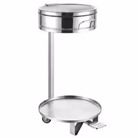 Sack holder - Mobile - 80L - Ø390mm, 840(H)mm - with foot pedal & slow-closing lid, liner retainer, castors - Stainless steel