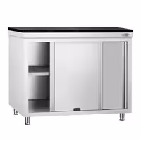 Rozsdamentes acél munkaszekrény PREMIUM – 1200x700 mm – átadóablakkal – gránit munkalapmal