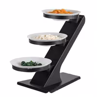 Etagere / Buffet Stand - Powder-coated stainless steel & Melamine - Black - incl. 3 Melamine bowls Ø260mm