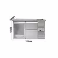 Direct Draw Beer Dispenser / Kegerator PREMIUM PLUS - 1550x700mm - 1 Glass Door & 2 Drawers