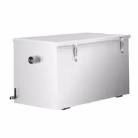Profesionalni separator masti - 44 l - s taložnikom 16 l - do 100 obroka/dan - samostojeći - inox - sukladno EN 1825 - s košarom za krute tvari - s protumirisnim zatvaračem