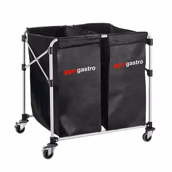 عربة الغسيل - قابلة للطي - 2x 150 Liter - هيكل ألمنيوم - أسود