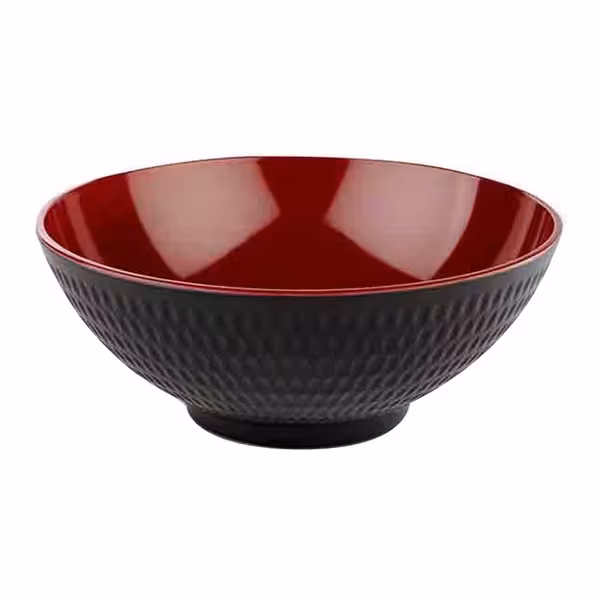 (6 adet) Kase - ASIA PLUS - Melamin - 2,2L - yuvarlak - Ø240mm - Derinlik:95mm - Siyah/Kırmızı
