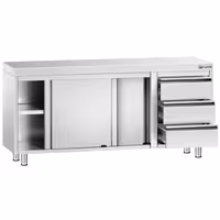 طاولة عمل ستانلس ستيل PREMIUM - 1800x700mm - وحدة أدراج 3 يسار