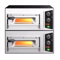 (2 pcs) Electric Deck Pizza Oven - Single Deck - Refractory Stone Deck - 1+1 - Ø 35cm (13.8") - 230V Single Phase | 13A Plug - Mechanical Controls - up to 450°C
