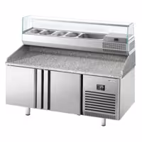 Stół chłodniczy do pizzy PREMIUM PLUS - 1738x800mm - z blatem granitowym - 2‑drzwiowy - z nadstawką chłodniczą - 6x GN 1/3