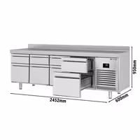 Aukstuma galds PREMIUM PLUS - 2452x600 mm - 510 l - Ar apmali