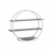 Etagere / Buffet Stand - round - Ø390mm - Stainless steel frame & white plexiglass shelves - White - with 3 shelves