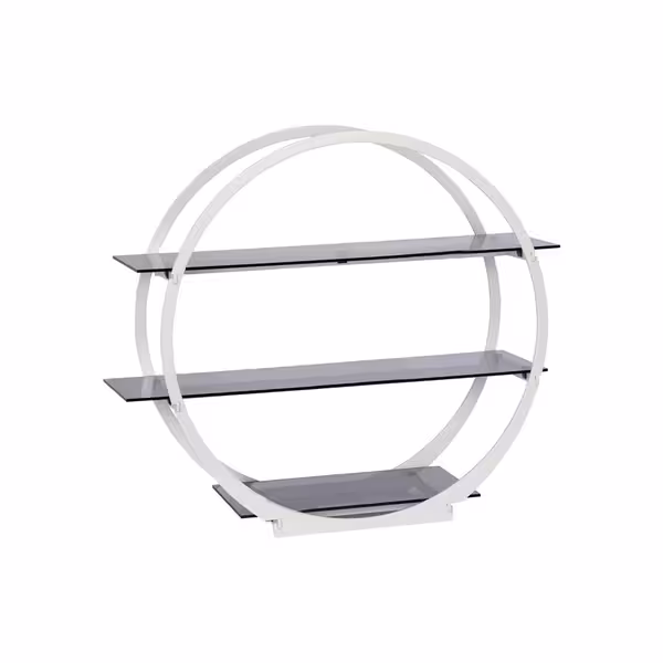 Etagere / Buffet Stand - round - Ø390mm - Stainless steel frame & white plexiglass shelves - White - with 3 shelves
