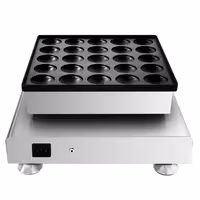 Commercial Waffle Maker - Single - Manual - 850W - Shape: Poffertjes - for 25 pieces - plates with Teflon coating