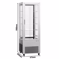 4-Sided Glass Display Fridge - 440L - 675mm - Double glazing - square - with 5 glass shelves - 1 front & 1 rear glass door