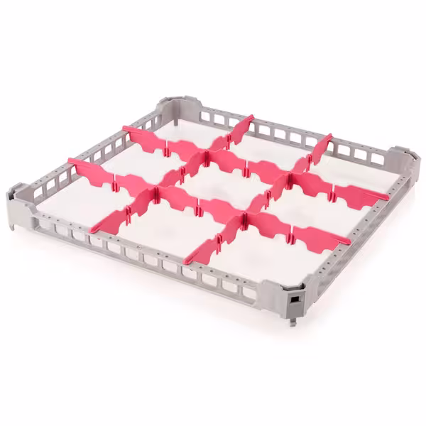 Förhöjningsram till diskkorg - 500x500x40 mm - 9 fack - för glas - passar till GKFP5050, GKFP9