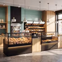 Brottheke TORONTO - 1800mm - schwarze Front - 1 Ablage