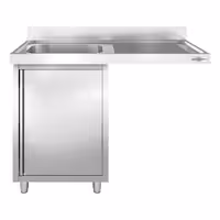 RVS spoeltafel met vaatwasruimte - 1200x700mm - met 1 spoelbak links