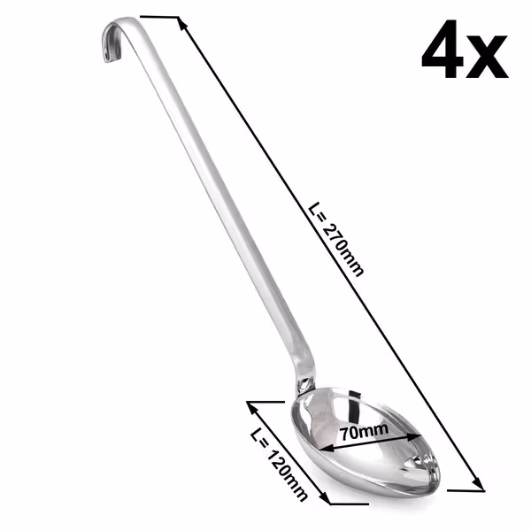 (4 bucăți) Linguri de servit – Ø 70 mm – Lungime: 270 mm – adânci – oțel inoxidabil