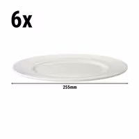 (6 pcs) LUX | Plate - flat - Porcelain - Ø255mm - Ivory