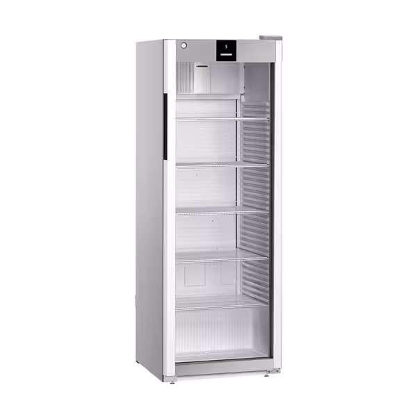 LIEBHERR | Szafa chłodnicza PERFORMANCE – 347 L – od +1 do +15 °C – z wnętrzem z tworzywa sztucznego i 1 drzwiami szklanymi – szara