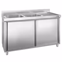 Sudoper s ormarićem PREMIUM - inox - 1400 x 600 mm - sa 2 korita - korita lijevo