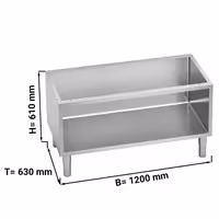 Mueble bajo abierto de acero inoxidable - 1200x630mm - con cantos redondeados