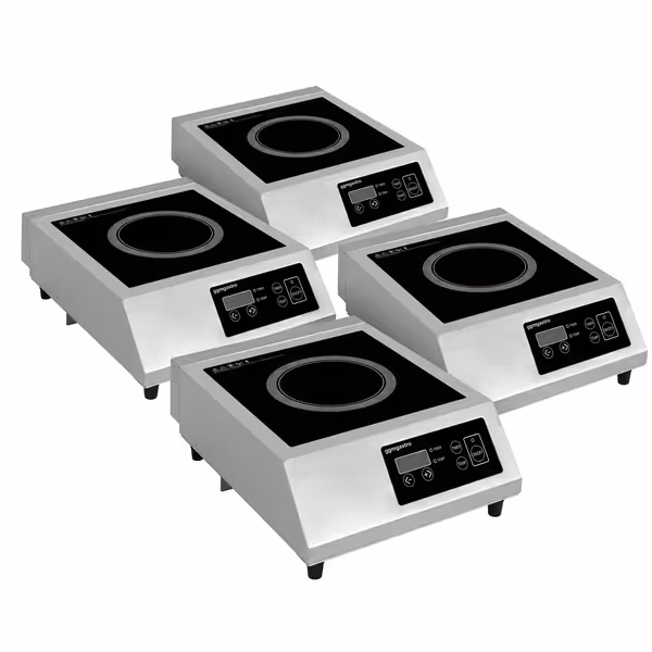 (4 db) Ipari indukciós tűzhely - asztali - összteljesítmény: 3,5 kW - 1 zónás - 335x435x119 mm