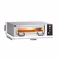 Electric Deck Pizza Oven Power - Single Deck - Refractory Stone Deck - 4 x Ø 34cm (13.4") - 230V 3 Phase - Mechanical Controls