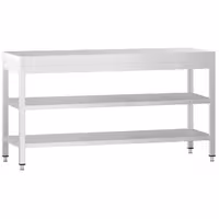 Rozsdamentes acél munkaasztal PREMIUM - 2000x700 mm - alsó polccal & köztes polccal