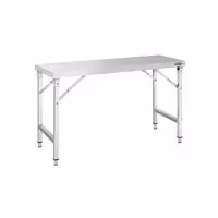 Paslanmaz Çelik Çalışma Tezgahı - Katlanabilir - 1500x700mm - Taban Raflı
