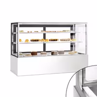 Commercial cake display fridge - Double glazing - square - with 3 adjustable shelves - rear sliding doors - for patisserie - 725L - 1800mm