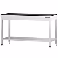 Rozsdamentes acél munkaasztal PREMIUM - 1500x600 mm - alsó polccal - gránit munkalappal