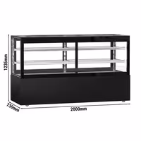 Kyldisk MADRID - självbetjäning - 710 l - 2 000 mm - dubbelglas - glas runtom - med 2 hyllplan - inkl. nattgardin - svart matt - för SE