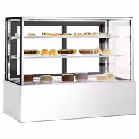 Commercial cake display fridge - 598L - 1500mm - Double glazing - with 2 adjustable shelves - rear sliding doors
