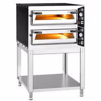 Electric Deck Pizza Oven - Twin Deck - Refractory Stone Deck - 4+4 x Ø 35cm (13.8") - Mechanical Controls - up to 450°C - incl. Base frame